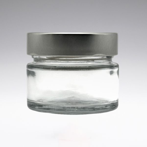 100 ml storage jars with aluminium screw-on lids, crystal clear