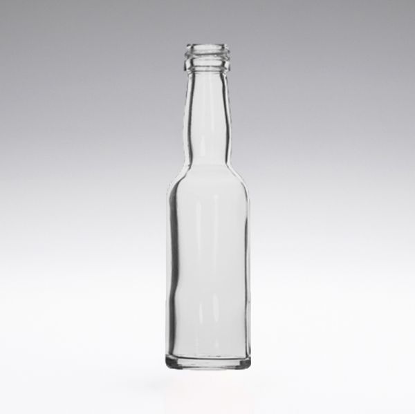 40 ml mini glass bottles, long neck, round, DIN18, crystal clear