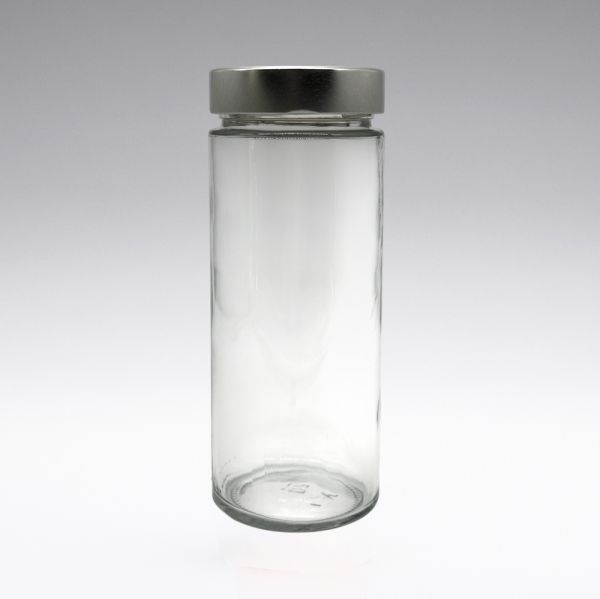 550 ml storage jars with aluminium screw-on lids, crystal clear