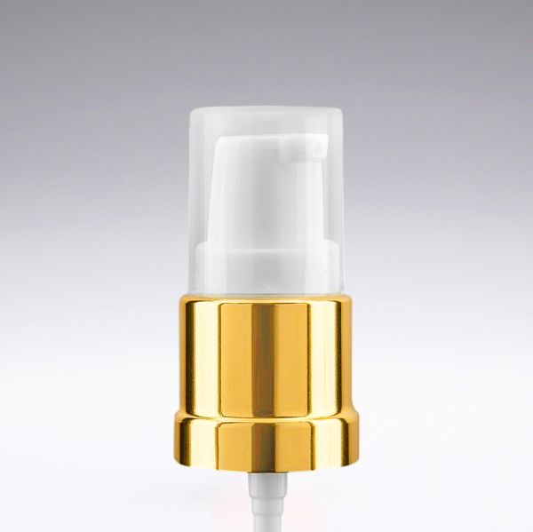 Lotion dispenser with dust cap gold/white 18/410