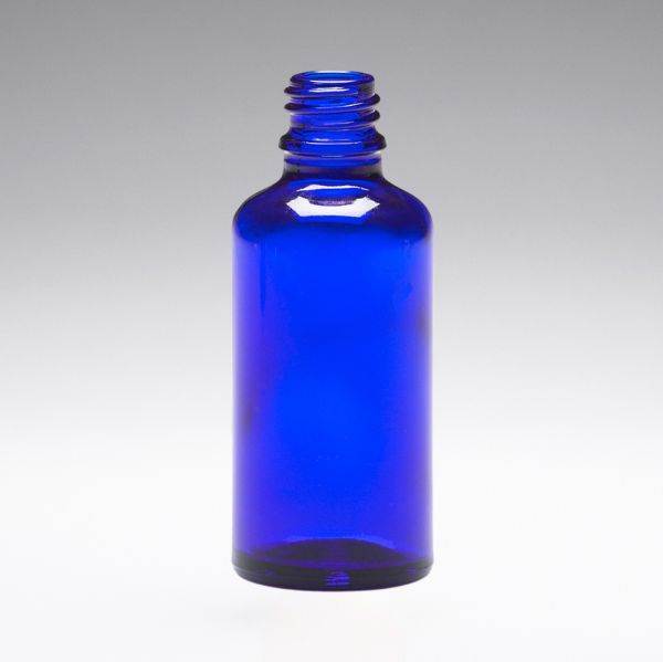 50 ml Botellas de vidrio azul DIN18