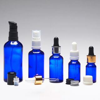 30 ml Glass bottles blue DIN18